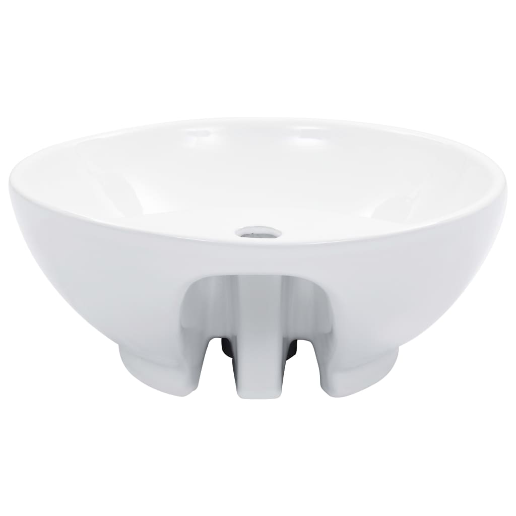 vidaXL Lavabo avec trop-plein 46,5 x 18 cm Céramique Blanc