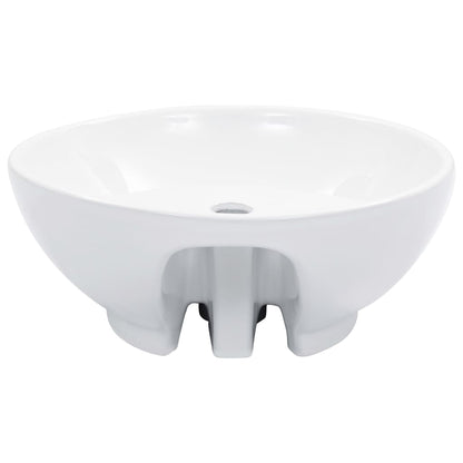 vidaXL Lavabo avec trop-plein 46,5 x 18 cm Céramique Blanc