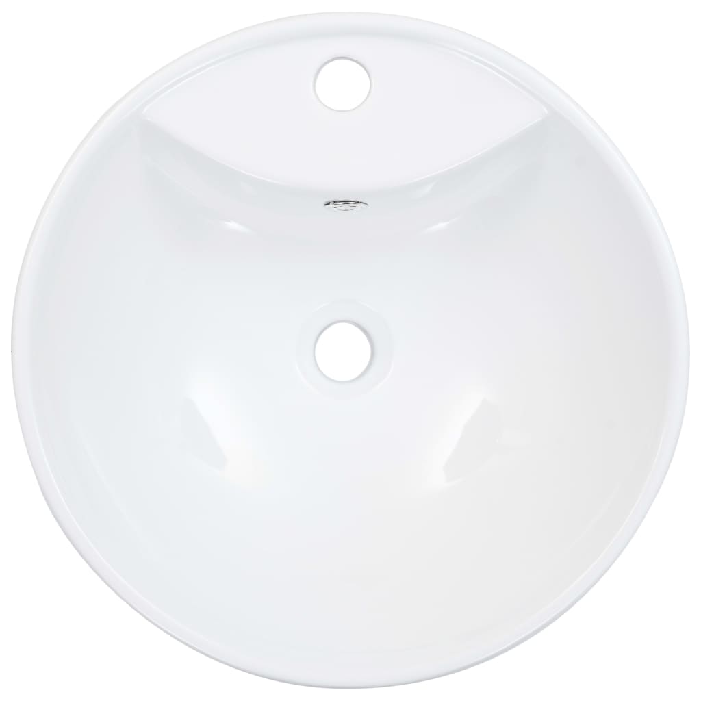 vidaXL Lavabo avec trop-plein 46,5 x 18 cm Céramique Blanc