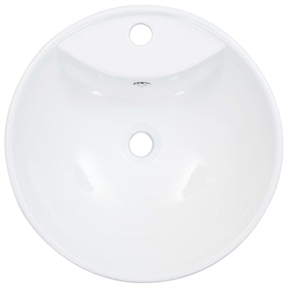 vidaXL Lavabo avec trop-plein 46,5 x 18 cm Céramique Blanc