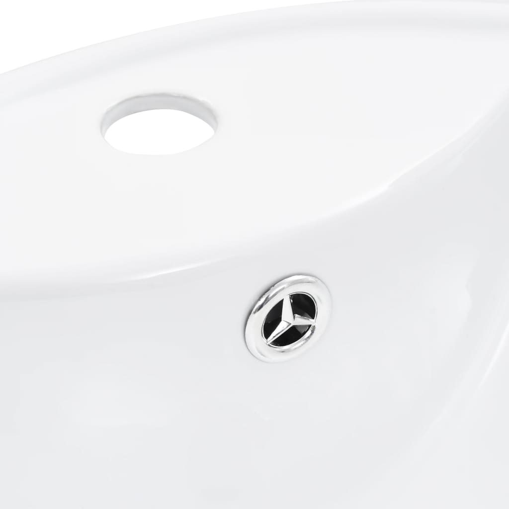vidaXL Lavabo avec trop-plein 46,5 x 18 cm Céramique Blanc