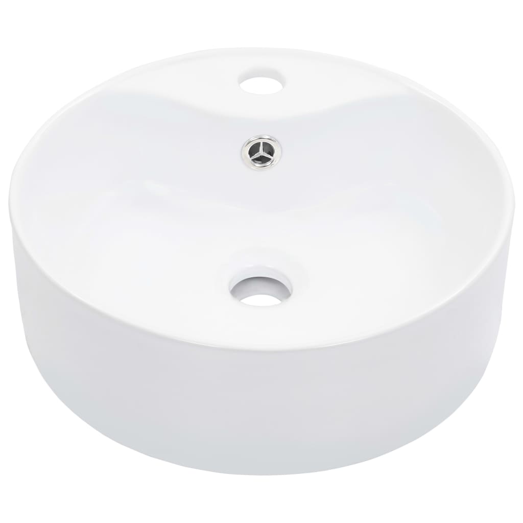 vidaXL Lavabo avec trop-plein 36x13 cm Céramique Blanc
