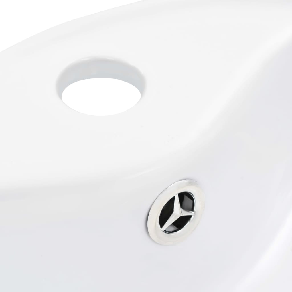 vidaXL Lavabo avec trop-plein 36x13 cm Céramique Blanc