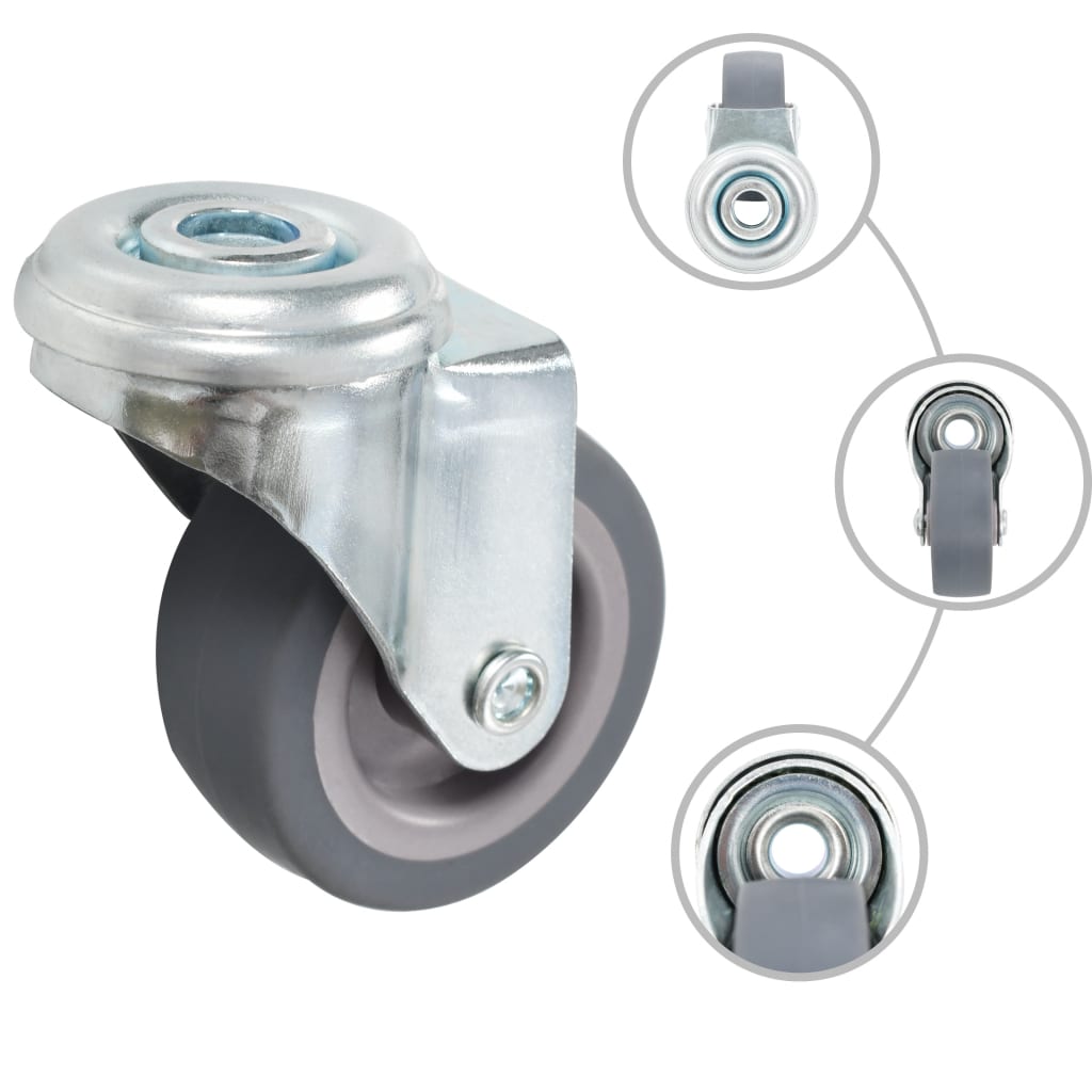 vidaXL 4 pcs Roulettes pivotantes à trou de boulon 50 mm