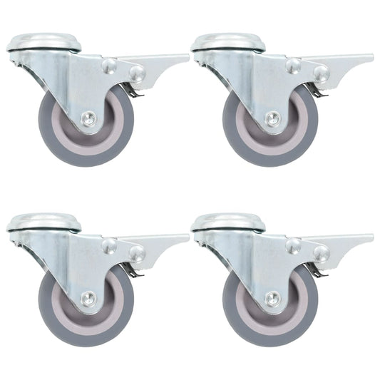 vidaXL 4 pcs Roulettes pivotantes à trou de boulon à double frein 50mm