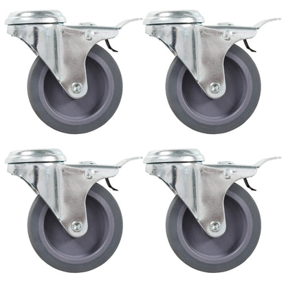 vidaXL 4 pcs Roulettes pivotantes à trou de boulon à double frein 75mm