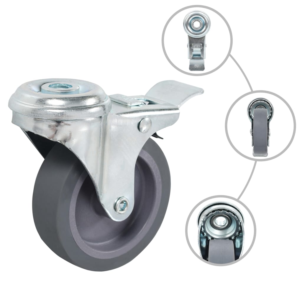 vidaXL 4 pcs Roulettes pivotantes à trou de boulon à double frein 75mm