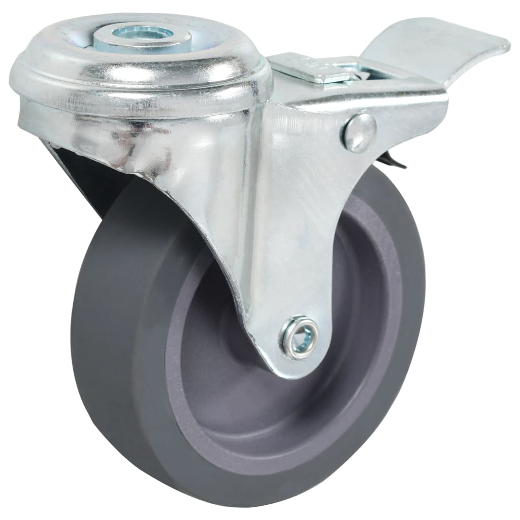 vidaXL 4 pcs Roulettes pivotantes à trou de boulon à double frein 75mm