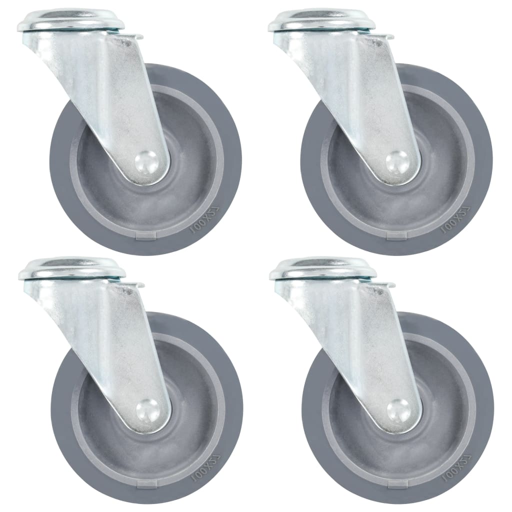 vidaXL 4 pcs Roulettes pivotantes à trou de boulon 100 mm