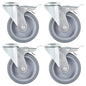vidaXL 4pcs Roulettes pivotantes à trou de boulon à double frein 100mm