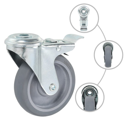 vidaXL 4pcs Roulettes pivotantes à trou de boulon à double frein 100mm