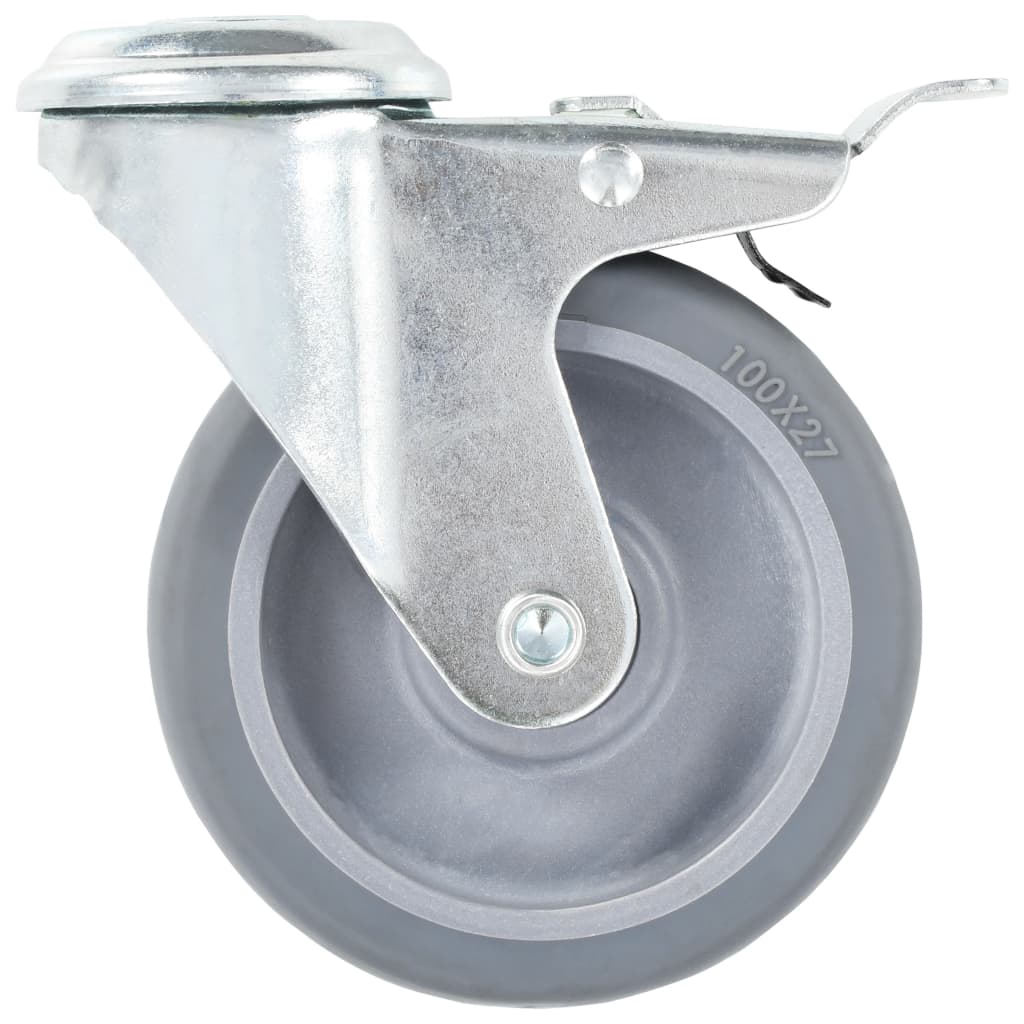 vidaXL 4pcs Roulettes pivotantes à trou de boulon à double frein 100mm