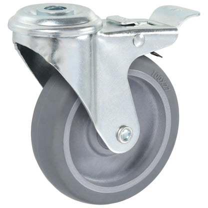 vidaXL 4pcs Roulettes pivotantes à trou de boulon à double frein 100mm