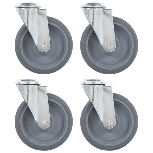 vidaXL 4 pcs Roulettes pivotantes à trou de boulon 125 mm