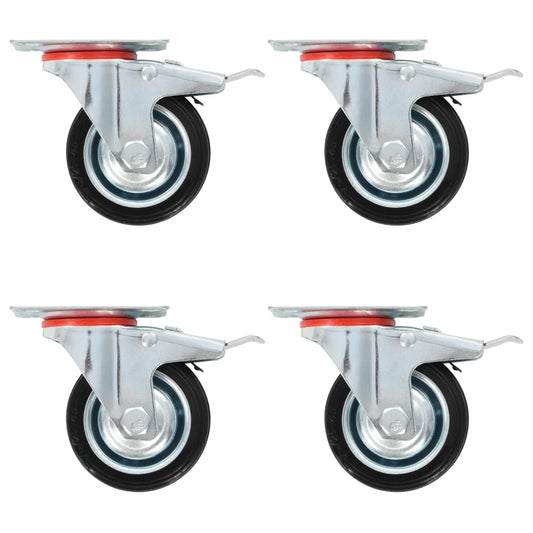 vidaXL Roulettes pivotantes avec double frein 4 pcs 75 mm