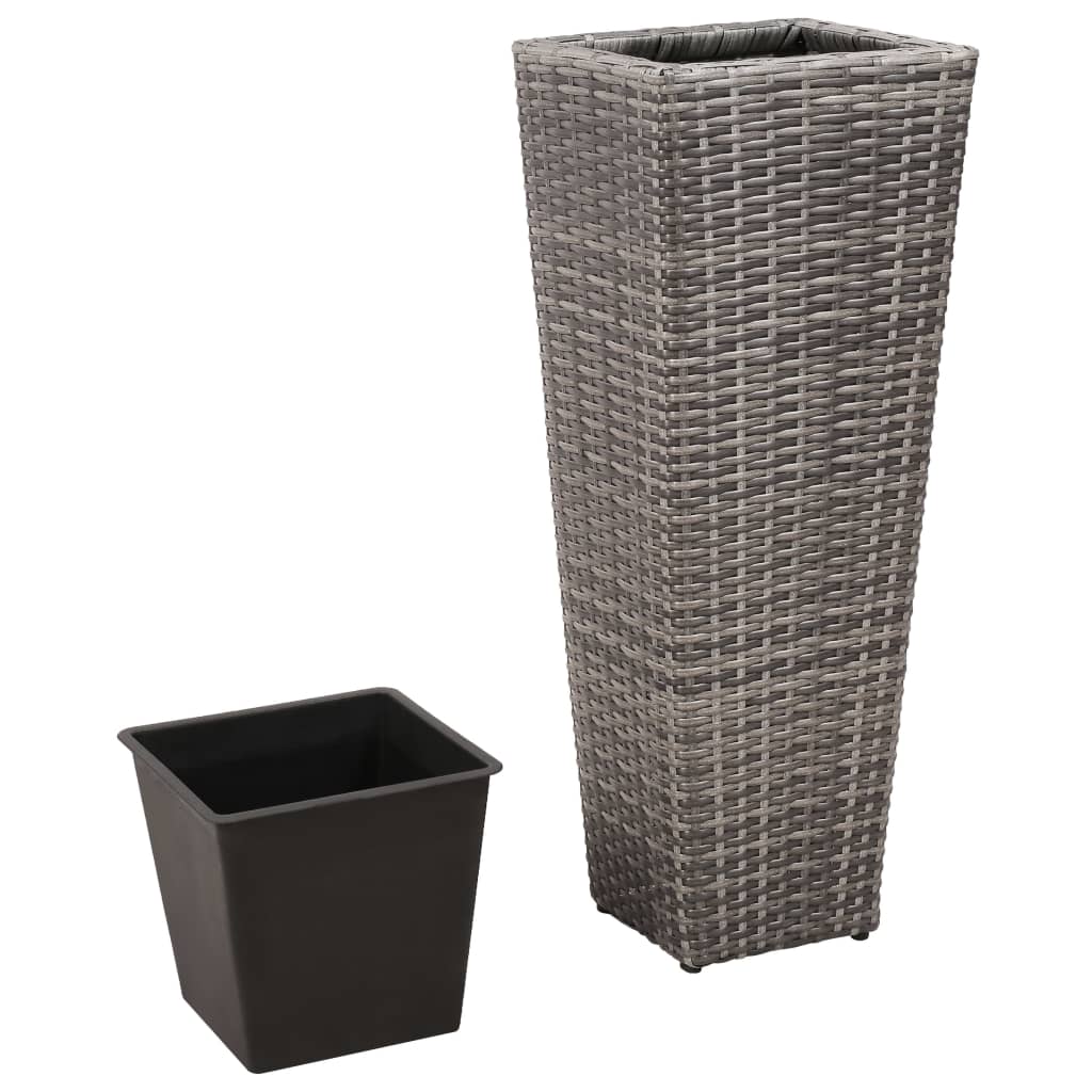vidaXL Lits surélevés de jardin 3 pcs Résine tressée Gris