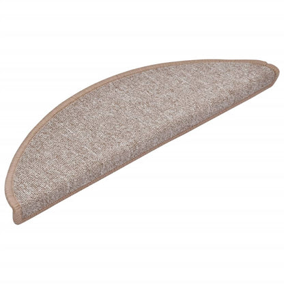 vidaXL Tapis d'escalier 15 pcs Marron clair 56x17x3 cm