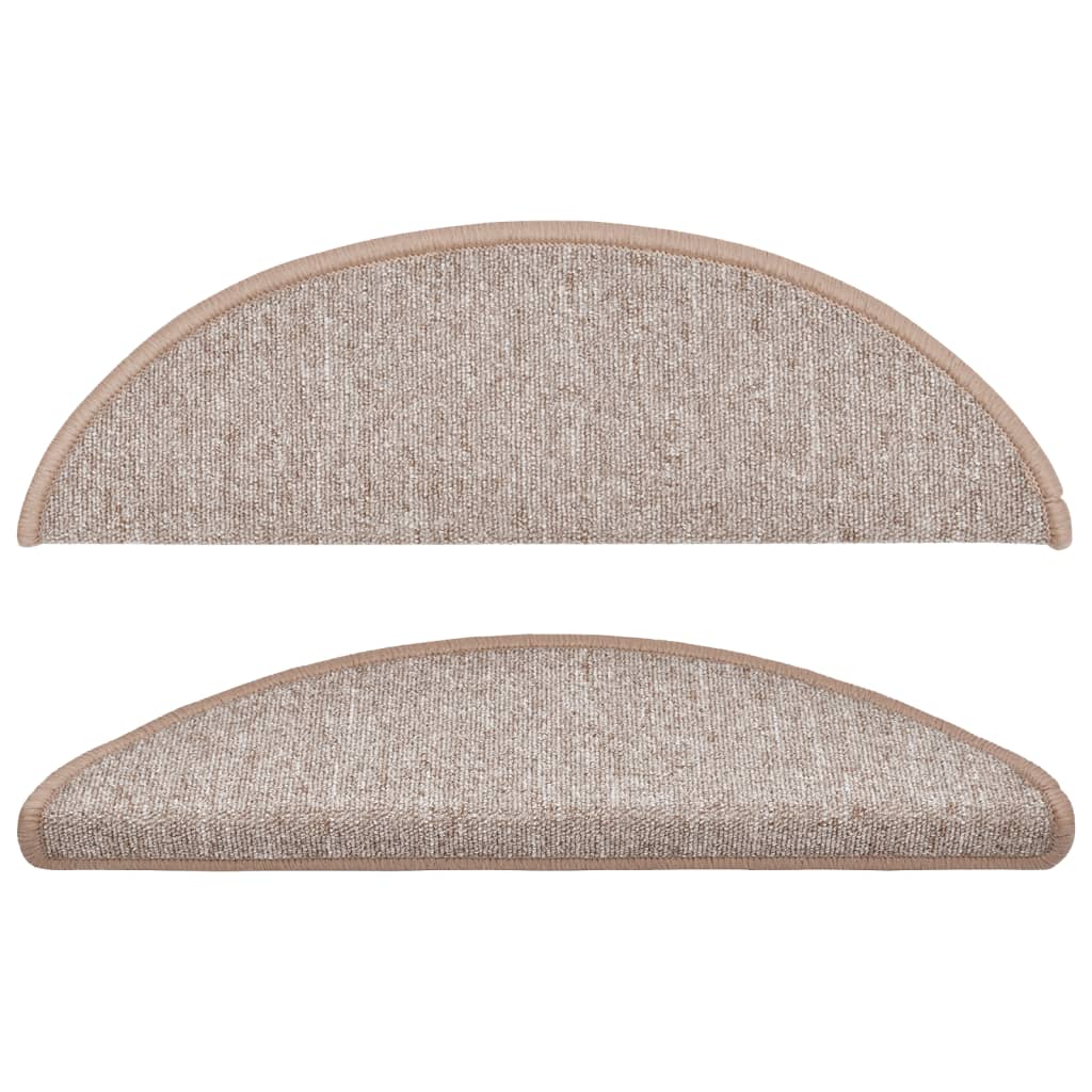 vidaXL Tapis d'escalier 15 pcs Marron clair 56x17x3 cm