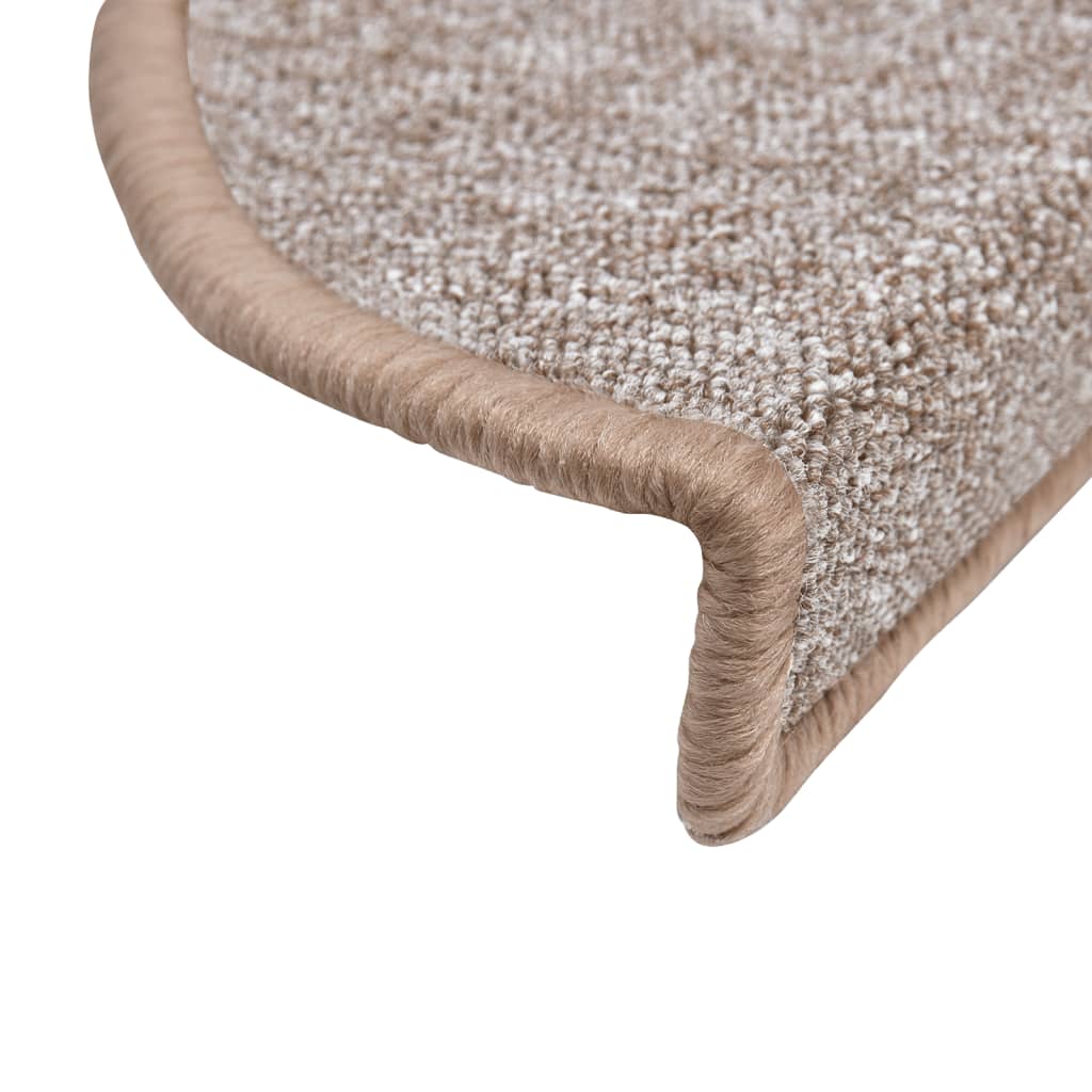 vidaXL Tapis d'escalier 15 pcs Marron clair 56x17x3 cm