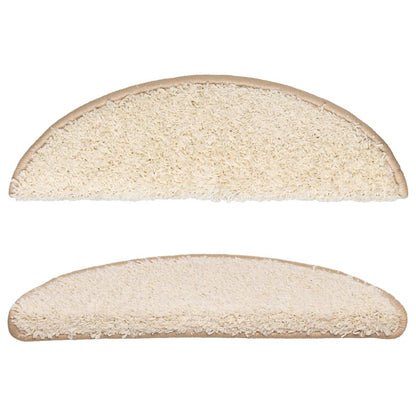 vidaXL Tapis d'escalier 15 pcs crème 56x17x3 cm
