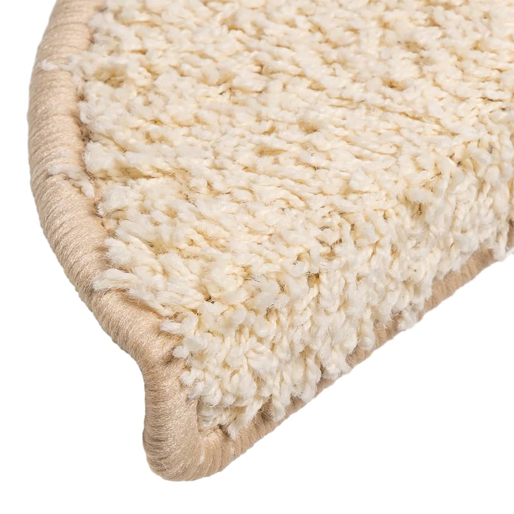 vidaXL Tapis d'escalier 15 pcs crème 56x17x3 cm