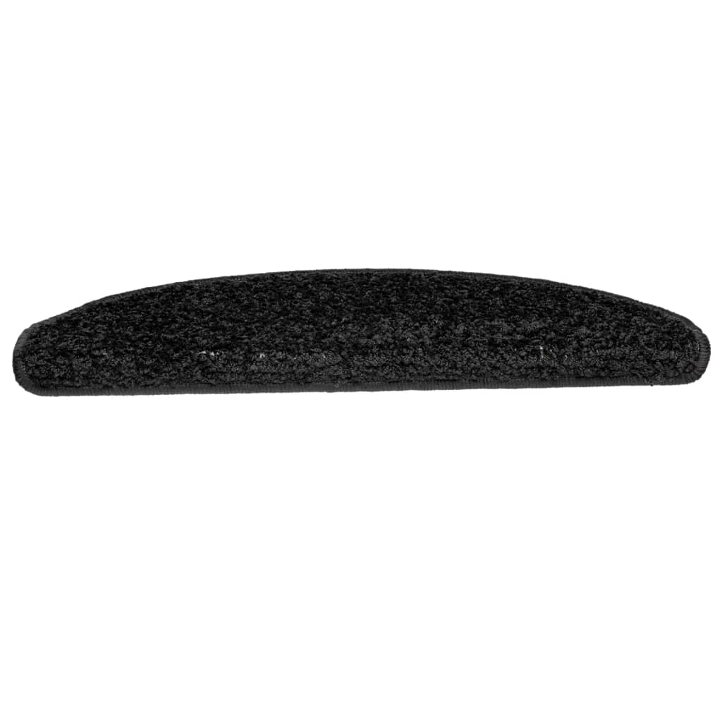 vidaXL Tapis d'escalier 15 pcs noir 65x21x4 cm