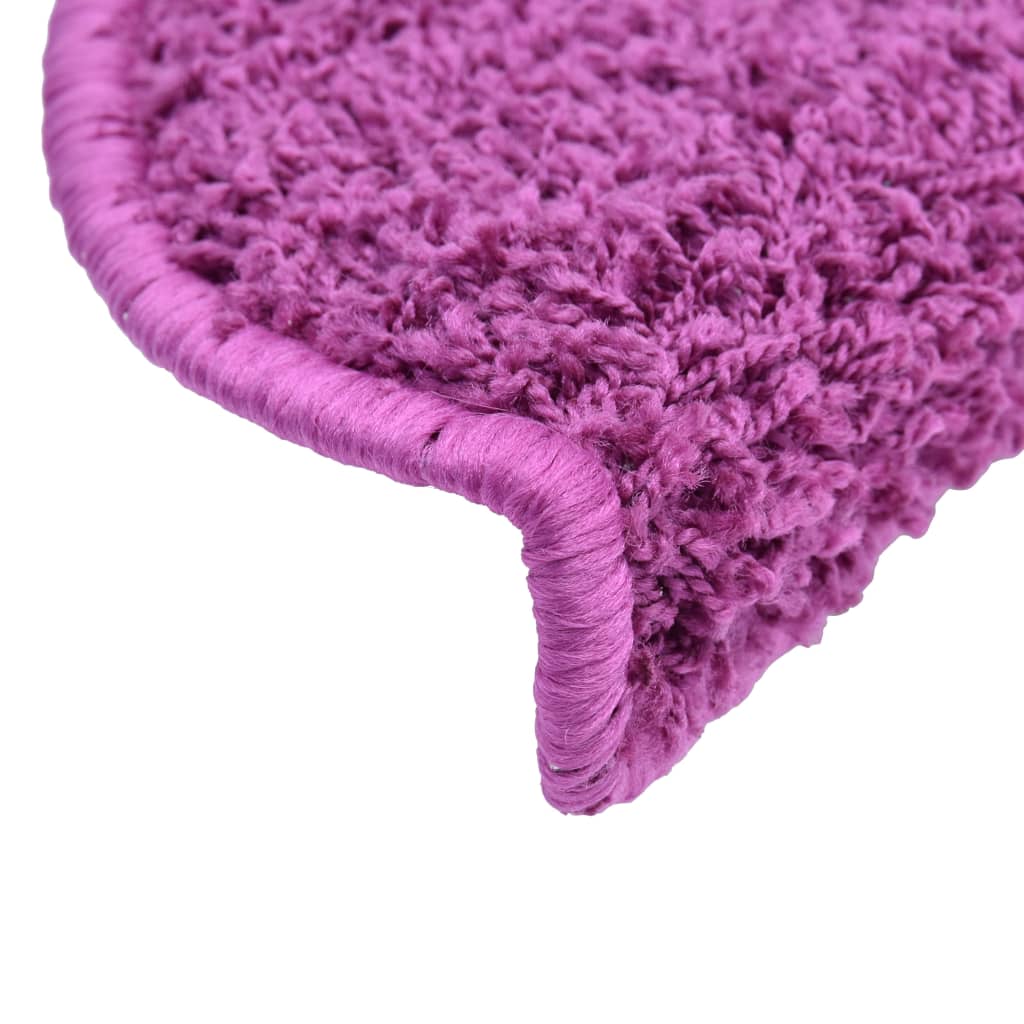 vidaXL Tapis d'escalier 15 pcs violet 65x21x4 cm