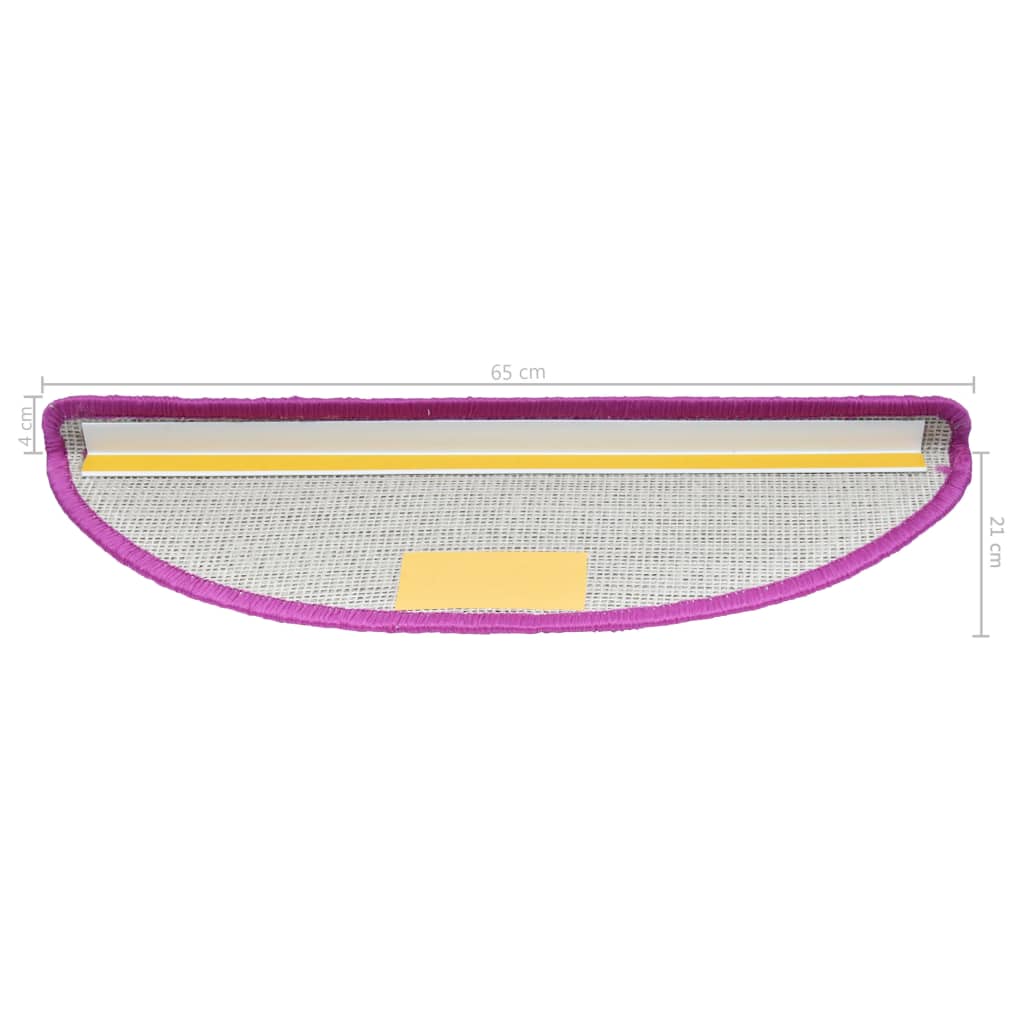 vidaXL Tapis d'escalier 15 pcs violet 65x21x4 cm