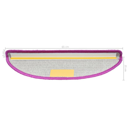 vidaXL Tapis d'escalier 15 pcs violet 65x21x4 cm