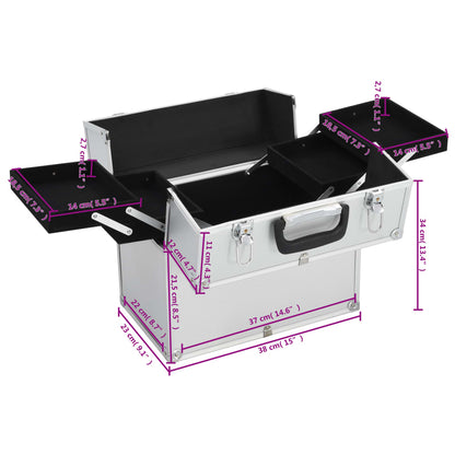 vidaXL Mallette à maquillage 38x23x34 cm argenté aluminium