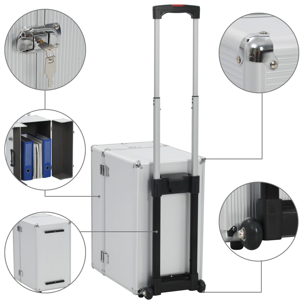 vidaXL Valise de pilote 47 x 39 x 27 cm Argenté Aluminium