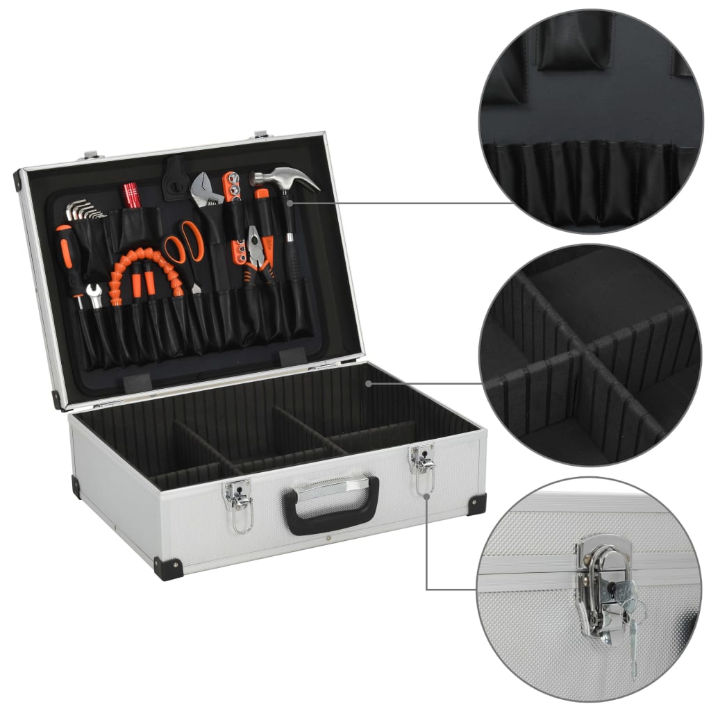 vidaXL Valise à outils 46 x 33 x 16 cm Argenté Aluminium