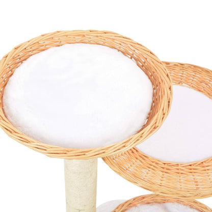 vidaXL Arbre à chat avec griffoir en sisal Naturel Bois de saule