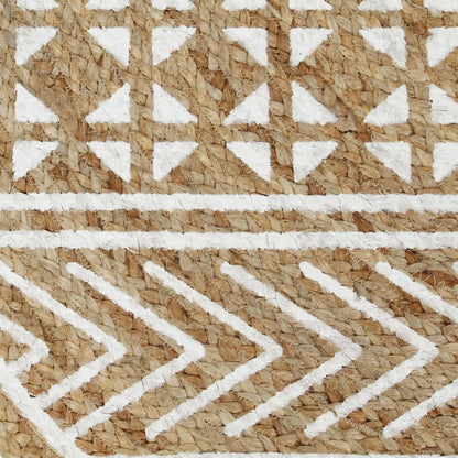 vidaXL Tapis fait à la main Jute avec imprimé blanc 90 cm