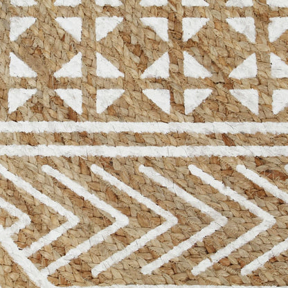 vidaXL Tapis fait à la main Jute avec imprimé blanc 150 cm