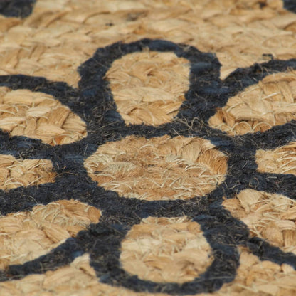 vidaXL Tapis fait à la main Jute avec imprimé bleu foncé 120 cm