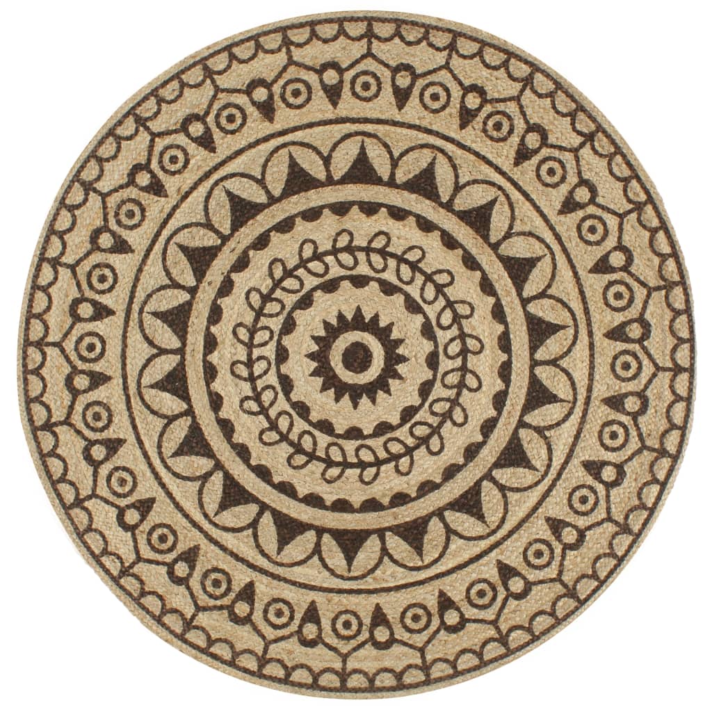 vidaXL Tapis fait à la main Jute avec imprimé marron foncé 90 cm