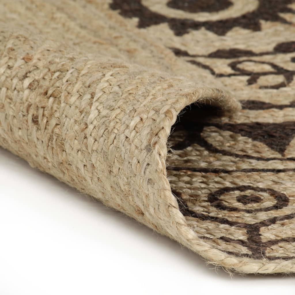 vidaXL Tapis fait à la main Jute avec imprimé marron foncé 120 cm