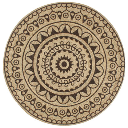 vidaXL Tapis fait à la main Jute avec imprimé marron foncé 150 cm
