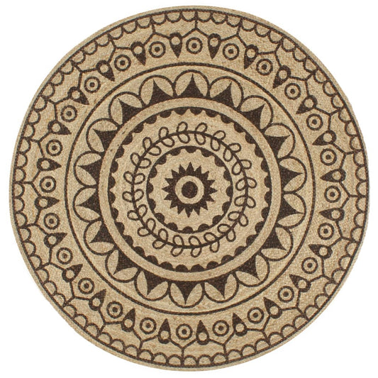 vidaXL Tapis fait à la main Jute avec imprimé marron foncé 150 cm