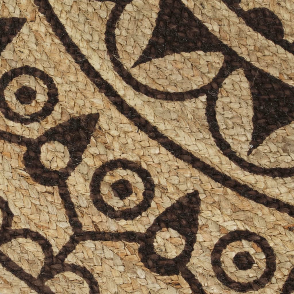 vidaXL Tapis fait à la main Jute avec imprimé marron foncé 150 cm