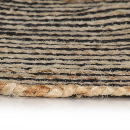 vidaXL Tapis fait à la main Jute avec design de spirale Noir 120 cm