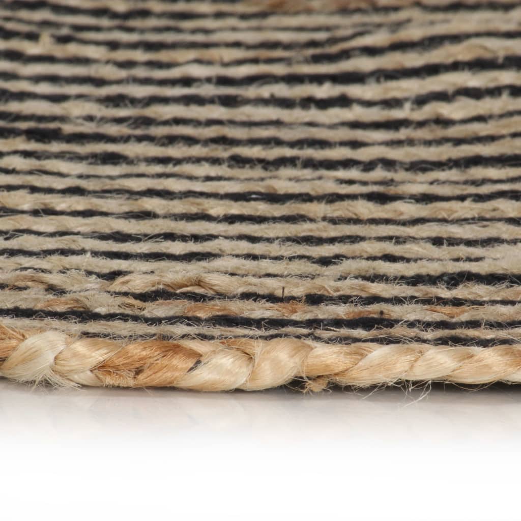 vidaXL Tapis fait à la main Jute avec design de spirale Noir 150 cm