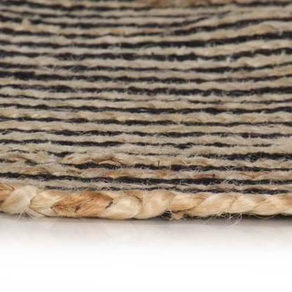 vidaXL Tapis fait à la main Jute avec design de spirale Noir 150 cm