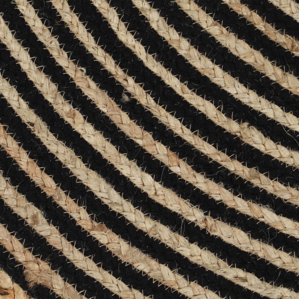 vidaXL Tapis fait à la main Jute avec design de spirale Noir 150 cm