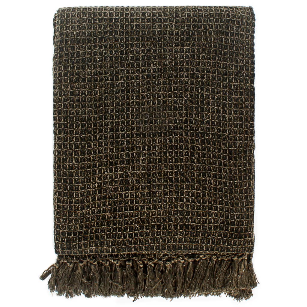 vidaXL Couverture en coton 160 x 210 cm Anthracite/Marron