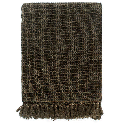 vidaXL Couverture en coton 160 x 210 cm Anthracite/Marron