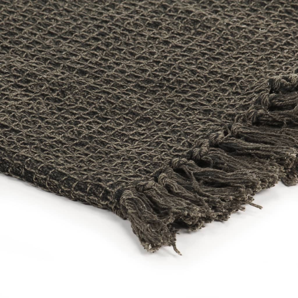 vidaXL Couverture en coton 160 x 210 cm Anthracite/Marron