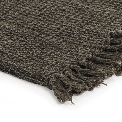 vidaXL Couverture en coton 160 x 210 cm Anthracite/Marron