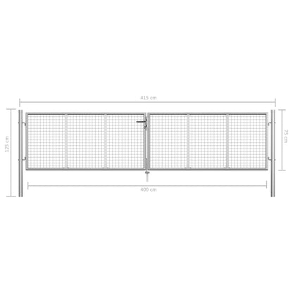 vidaXL Porte de jardin Acier galvanisé 415x125 cm Argenté
